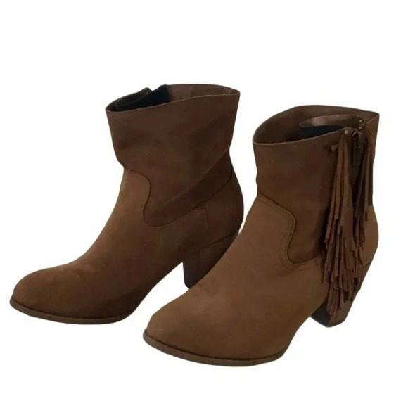 Rampage Frankey 8M Tan‎ 3" heeled fringe ankle boot - Picture 2 of 8